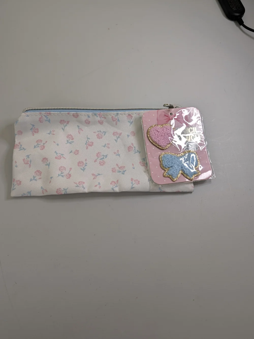 Kids Floral Pencil Case with Pink and Blue Accents B27